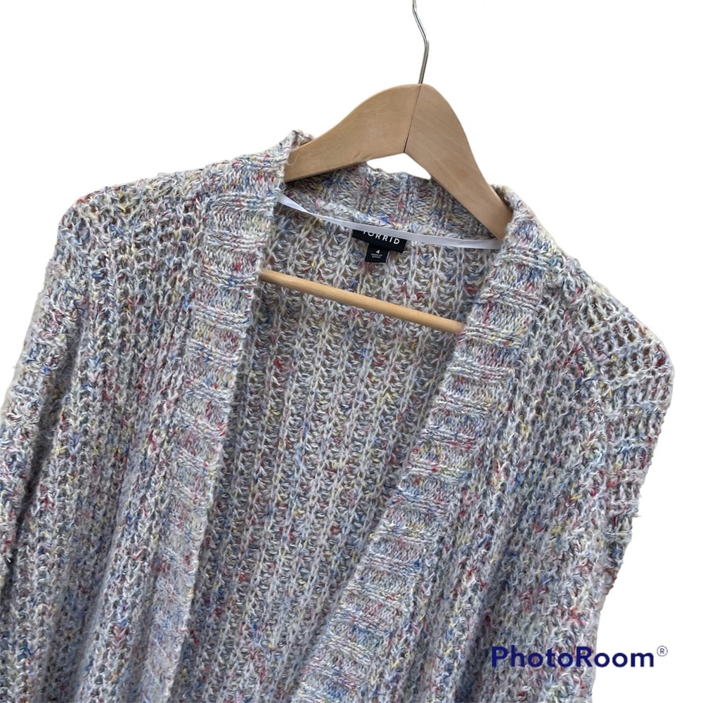 Torrid Cozy Soft Open Front Cardigan Duster with Pockets Size 4 4X Rainbow